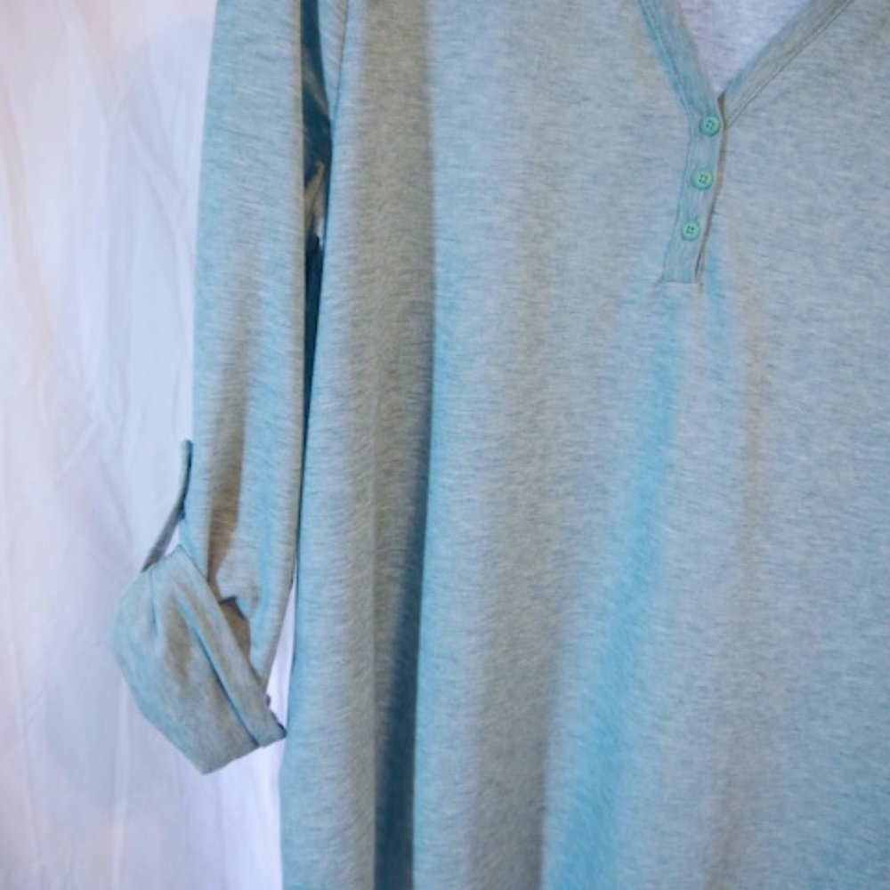 NEW Eddie Bauer Henley Mercer Knit Top Long Sleeves Roll Tab Size XL Spearmint - Picture 3 of 6